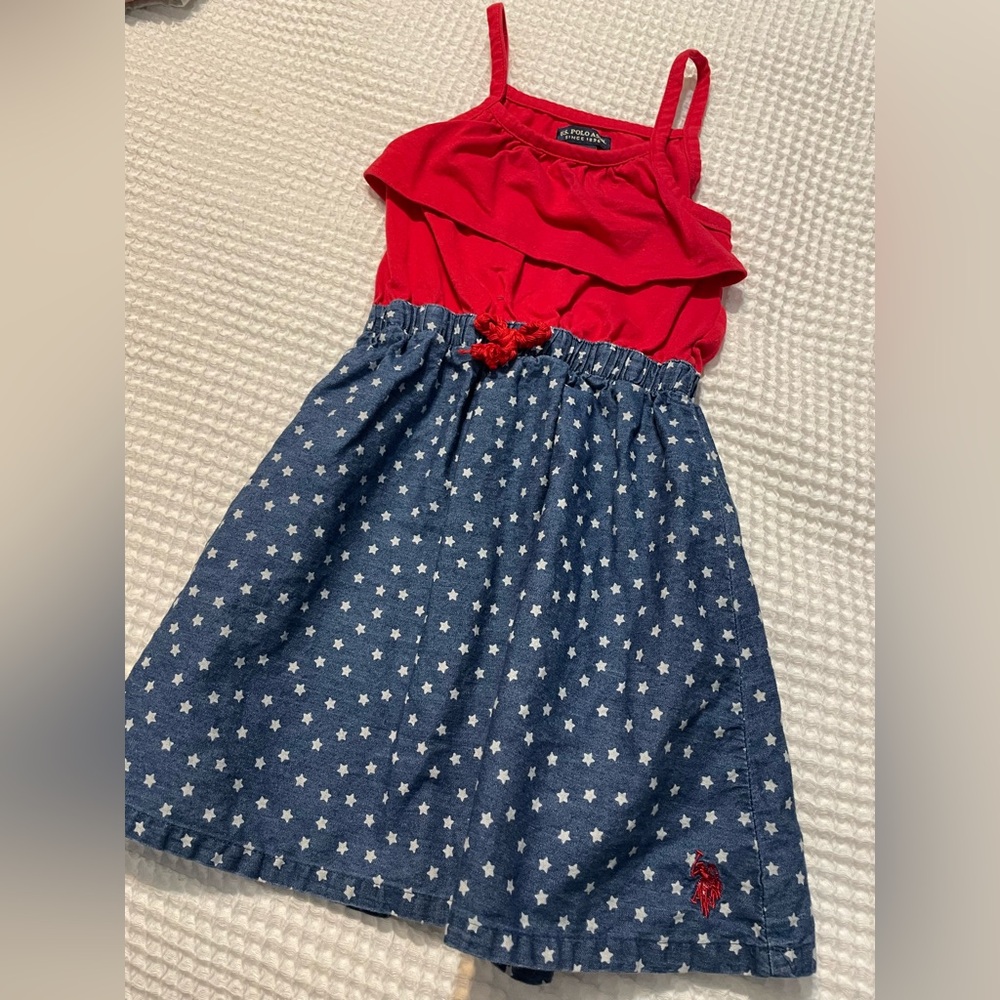 U.S. Polo Assn. Red and Blue Starry Kids Dress